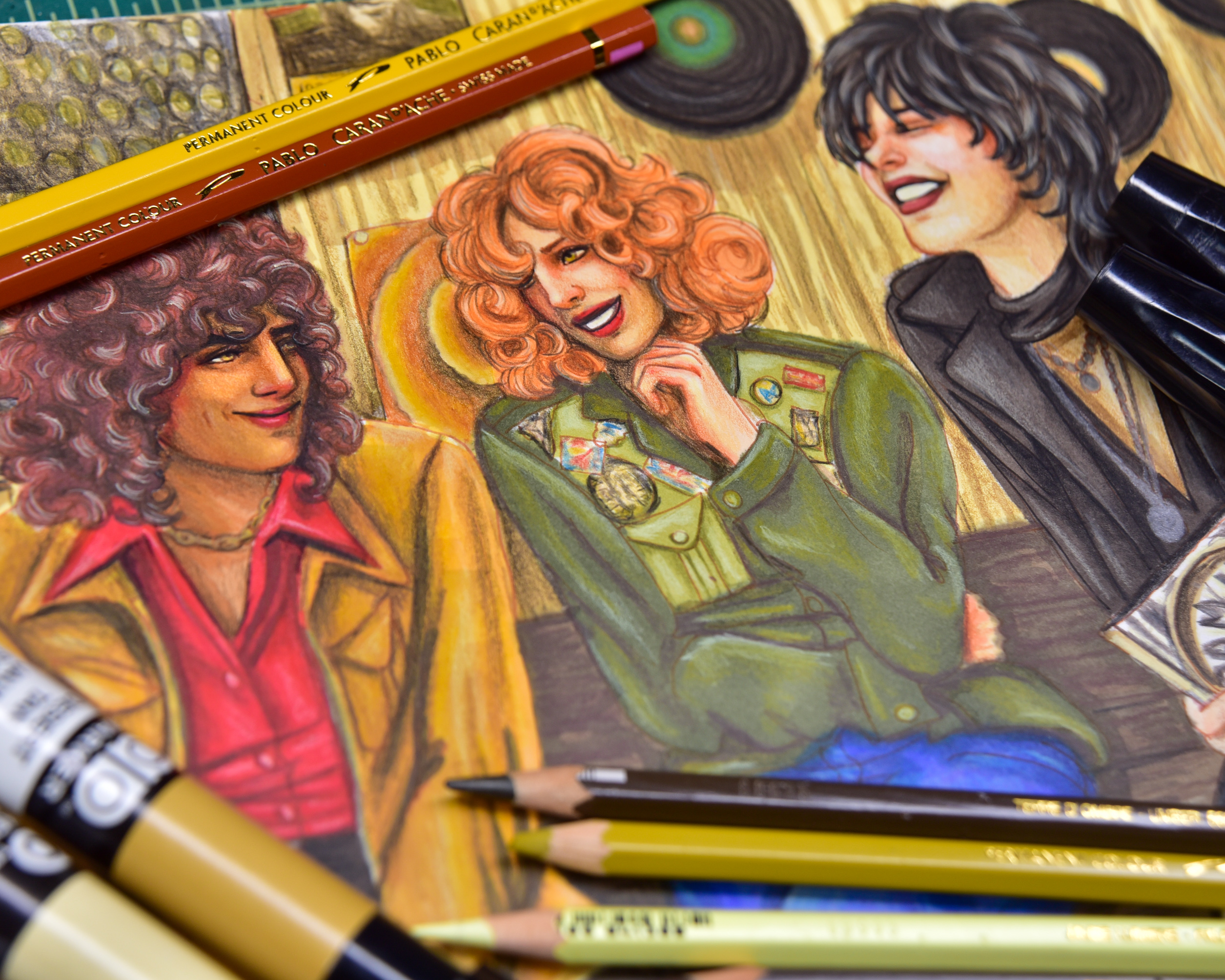 Chartpak AD Markers and Coloured Pencils